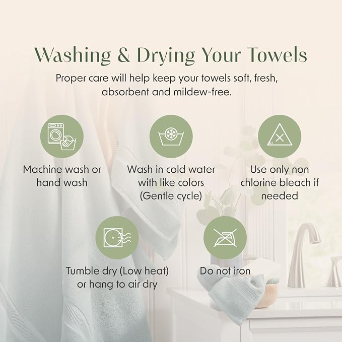 Springtree Home Luxury Bamboo Rayon Bath Towel Set of 4 | 35% Bamboo Rayon - Image 8