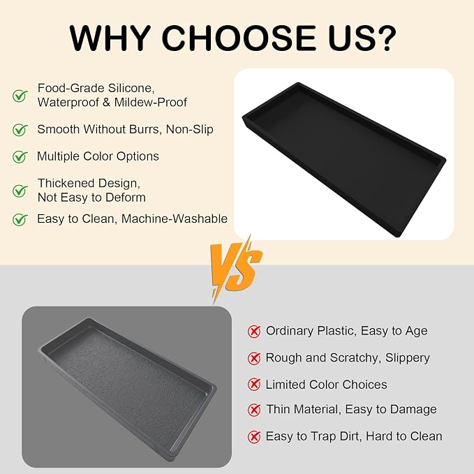 2PCS Bathroom Vanity Tray, 11.8 x 5 Inch Silicone Bathroom Counter Organizer - Image 5