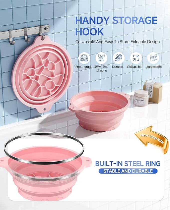 Foldable Silicone Face Ice Bath Bowl, Built-in Ice Tray - Image 5