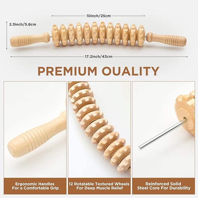 Wooden Cellulite Massage Roller - Image 2