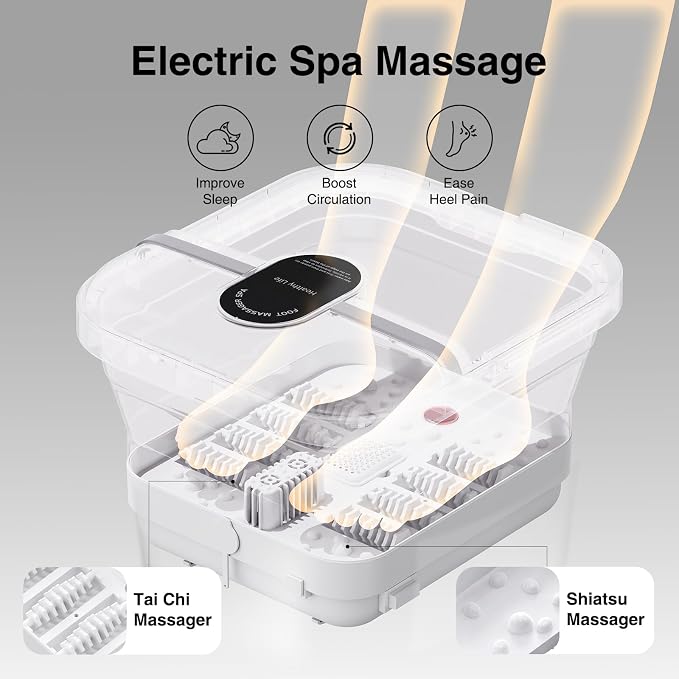 Pedicure Foot Spa with Bubble and Heat, Collapsible Foot Soaking Tub with - Image 2