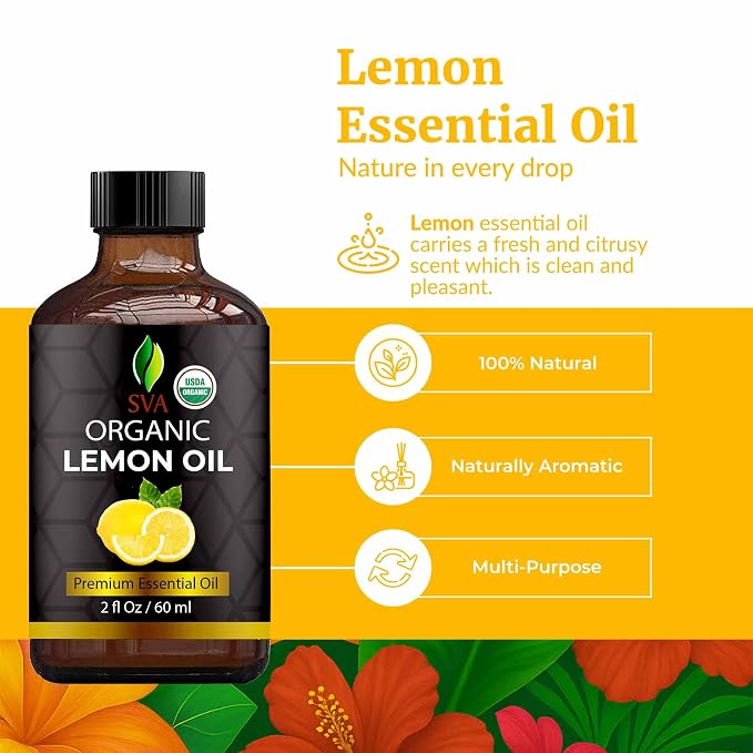SVA Lemon Essential Oil Organic – 2 Fl Oz – 100% Natural Organic Lemon Oil - Image 2