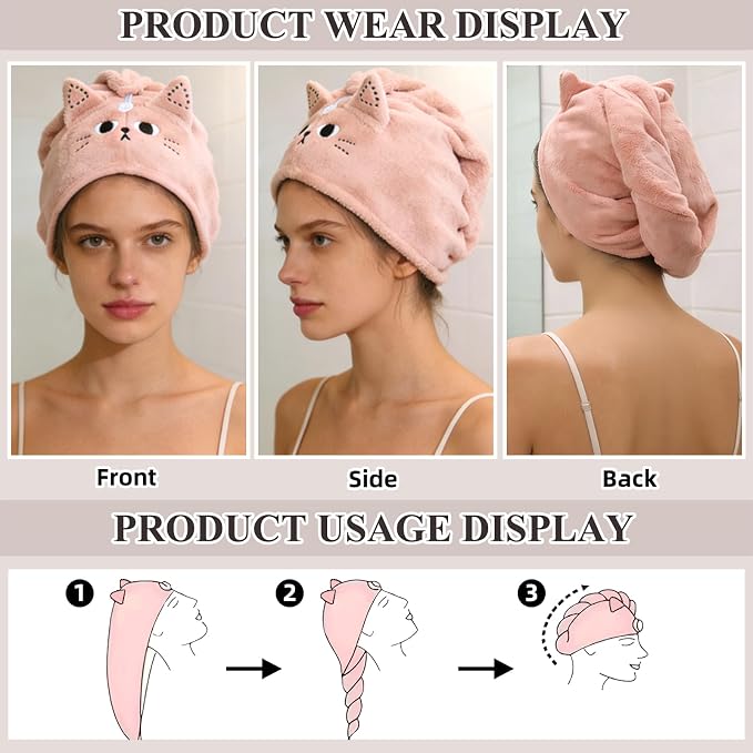 2Pack Microfiber Hair Towel Wrap - Image 2