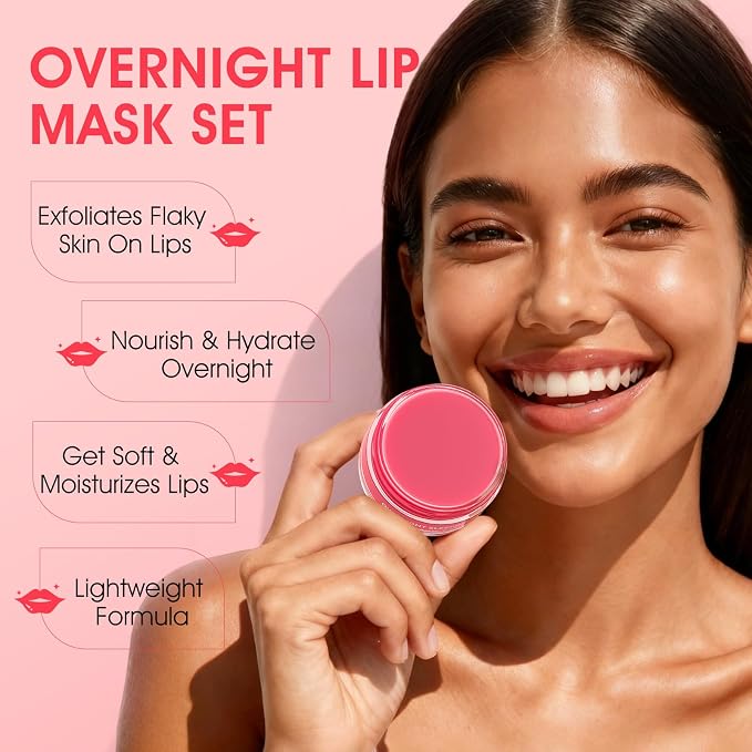 Lip Mask Set, Overnight Treatment Lip Care, Moisturize & Nourish Lip Butter Balm - Image 3