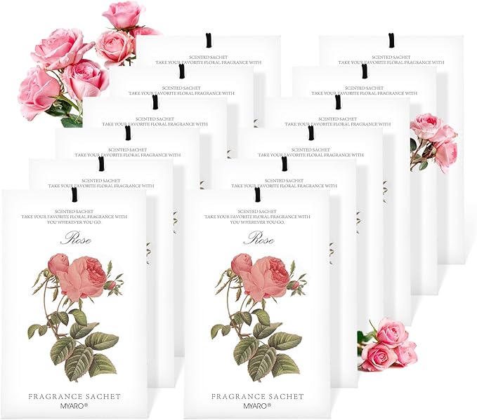 MYARO 12 Pcs Rose Scented Sachets Long Lasting Room Air Freshener Odor - Image 9