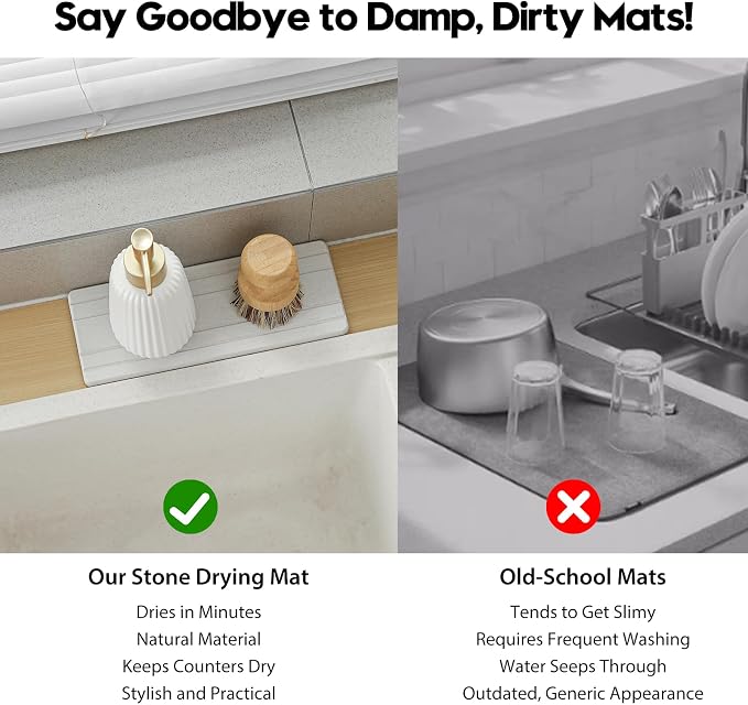 3 Pack Diatomite Stone Sink Tray, Water Absorbing Mat - Image 4