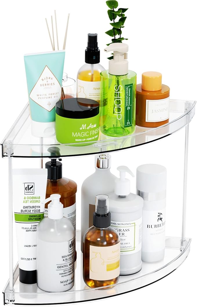 Yieach Clear Corner Bathroom Counter Organizer, 2Tier Tiered Countertop Corner by Yieach