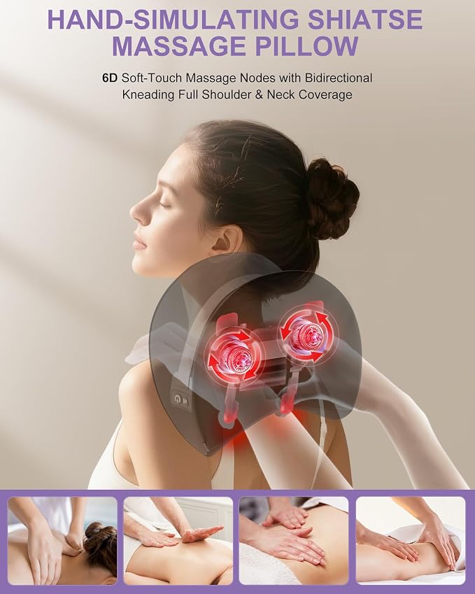 Shiatsu Neck Massager with Heat, Cordless Portable Cervical Traction Device - Image 5