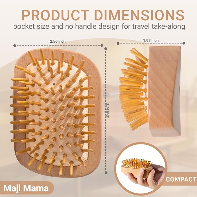 Handmade Natural Wooden Hair Brush Hairbrush - Image 4