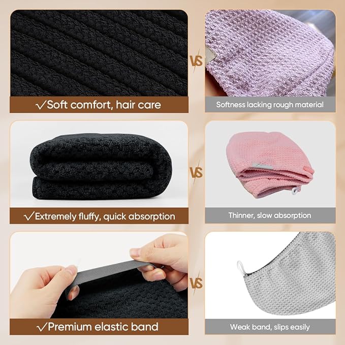 HOMEXCEL 5 Pack Large Microfiber Hair Towel Wrap - Image 4