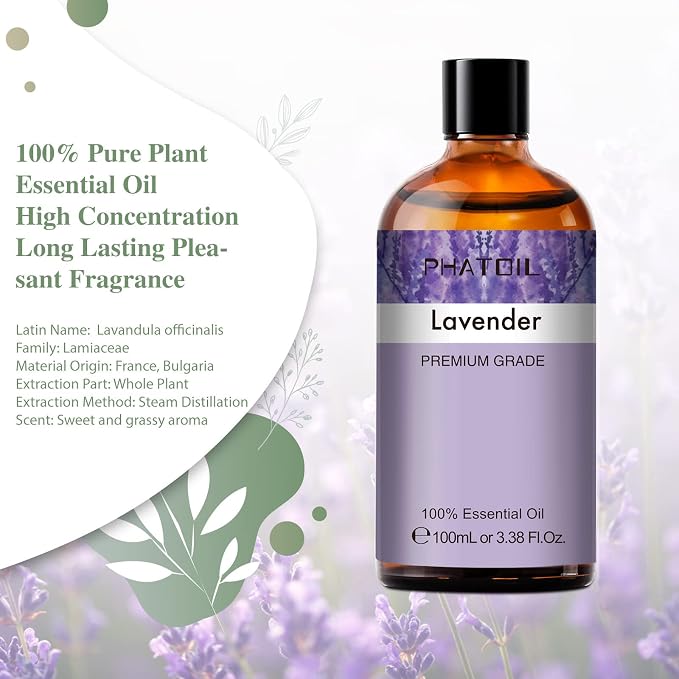 Lavender 3.38fl.oz Essential Oil, PHATOIL Aromatherapy Essential Oils - Image 3