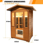 2 Person Outdoor Sauna Infrared Saunas Dry Sauna Room 120V Red Cedar and - Image 7