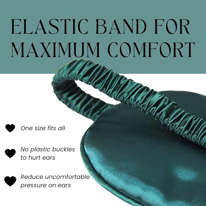 Silk Satin Sleeping Eye Mask, Dark Green Sleep Eye Mask Night Blindfold - Image 5