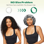 2 PCS Shower Cap Waterproof Double Layer Elastic Adjustable Reusable Hair Bath - Image 5