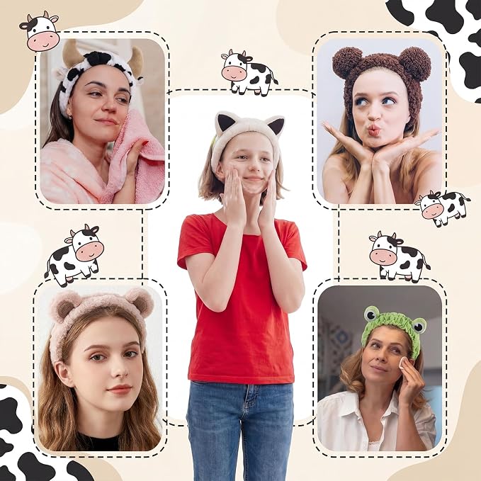 6-pack Animal Headbands Soft Coral Fleece Hair Band - Image 5