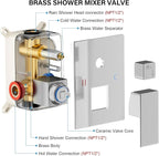 FPXRNG Shower Faucet Set Bathroom Square Rain Shower Head and Handle Set - Image 6