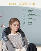 Neck Massager with Heat, Shiatsu Shoulder and Back Massager, Electric Kneading - Image 3