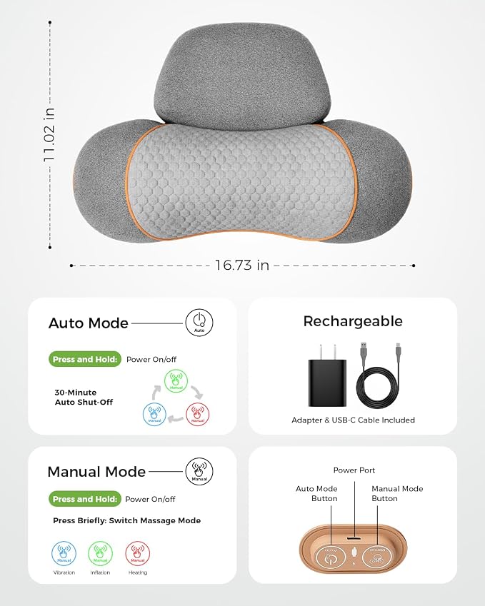 3-in-1 Neck Massager Pillow for Pain Relief Deep Tissue - Image 8