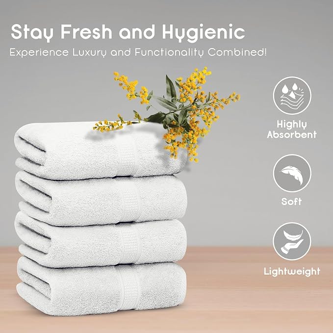Ariv Premium Bath Towels Pack of 4, 100% Cotton, Super Soft, Highly Absorbent - Image 2