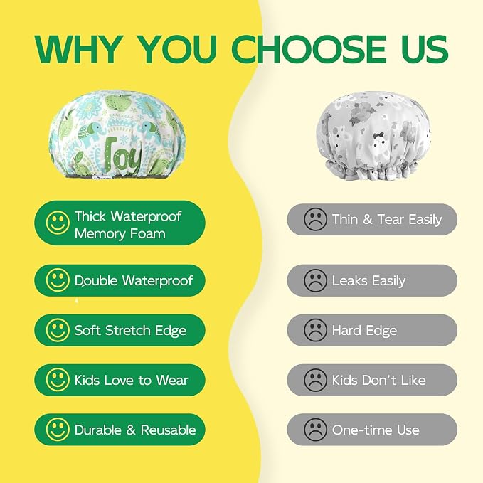 Years calm Kids Shower Cap, Waterproof Reusable Cartoon Bath Cap - Image 7