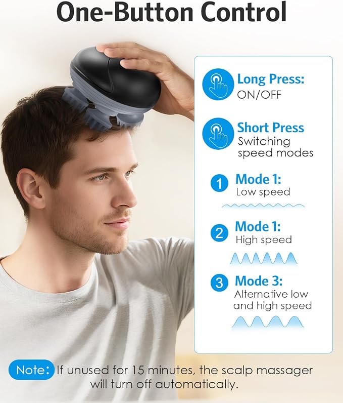 AMIR Electric Scalp Massager, Portable Head Scratcher - Image 4