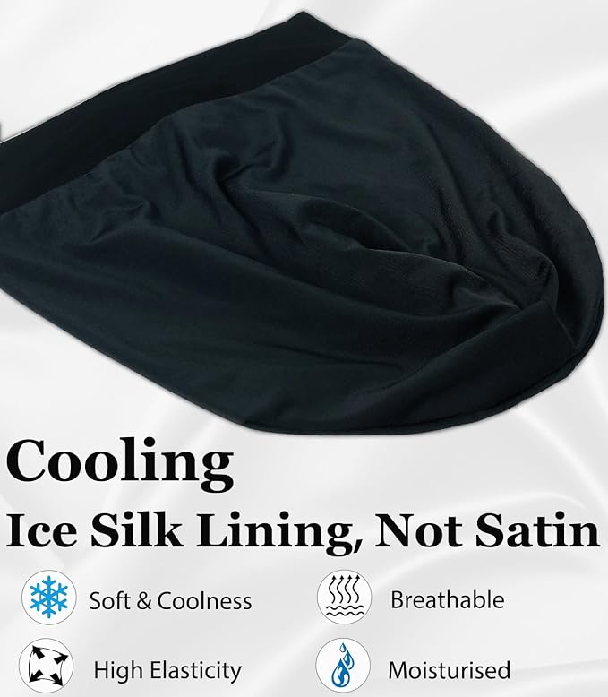 Sleep Cap Bonnet for Sleeping Black Women, Adjustable Cooling Ice Silk Lined - Image 2