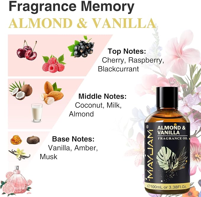 Almond & Vanilla Fragrance Oil Essential Oil, MAYJAM 3.38FL.OZ Almond & Vanilla - Image 4