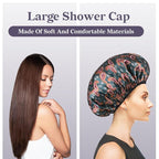 Paisley Satin Shower Cap, Three-Layer Terry Cloth Lined, - Image 7