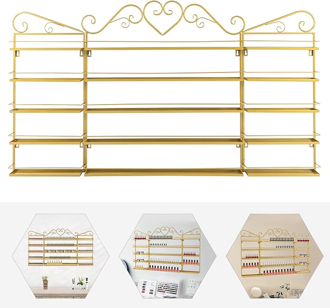 5 Tiers Wall-Mounted Nail Polish Storage Racks Metal Nail Polish Holder - Image 6