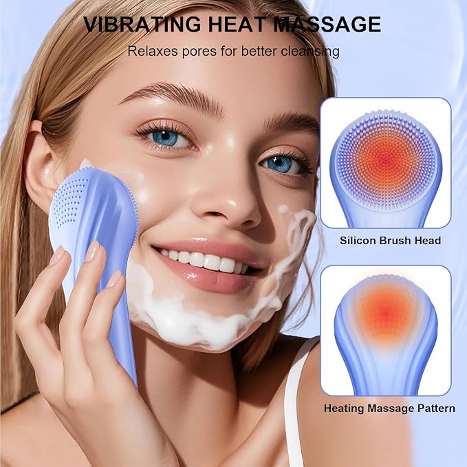 Silicone Face Scrubber, Waterproof Electric Facial Cleansing Brush - Image 5