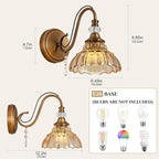 1 Piece Vintage Wall Sconce, 1-Light Matte Antique Brass Finish Wall Sconce - Image 6