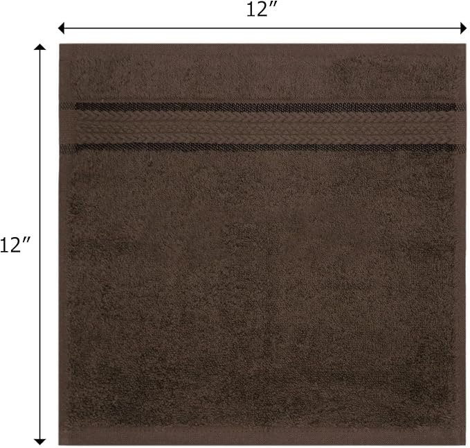 Cotton Craft - 12 Pack - Ultra Soft Extra Large Wash Cloths 12x12 Chocolate - - Image 5