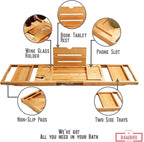 XcE Foldable Bamboo Bathtub Caddy Tray - Image 2