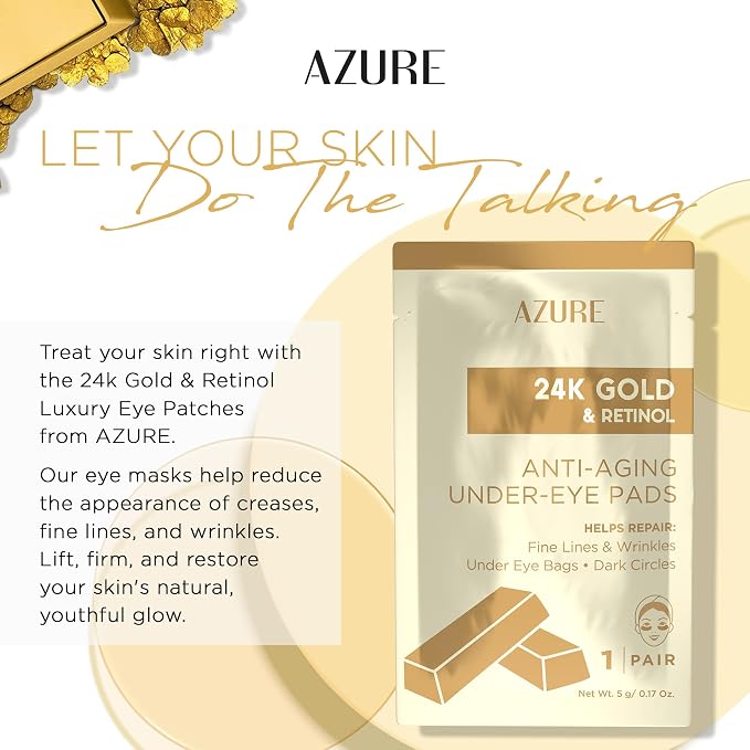 Azure Cosmetics 24K Gold & Retinol Anti Aging Under Eye Patches - Image 3