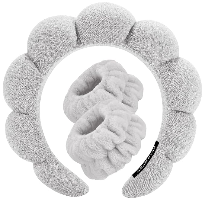 Spa Headbands for Washing Face Wristband Set Sponge Makeup Skincare Headband by Tetizo