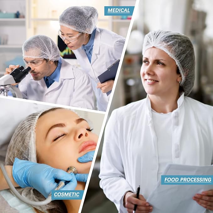 Wecolor 100 Pack 21" Disposable Nonwoven Bouffant Caps Hair Net - Image 7
