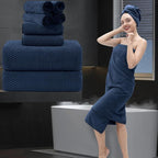 8 Piece Bathroom Towel Set Navy Blue |2 Oversized Large Bath Towels Sheet by MAGGEA