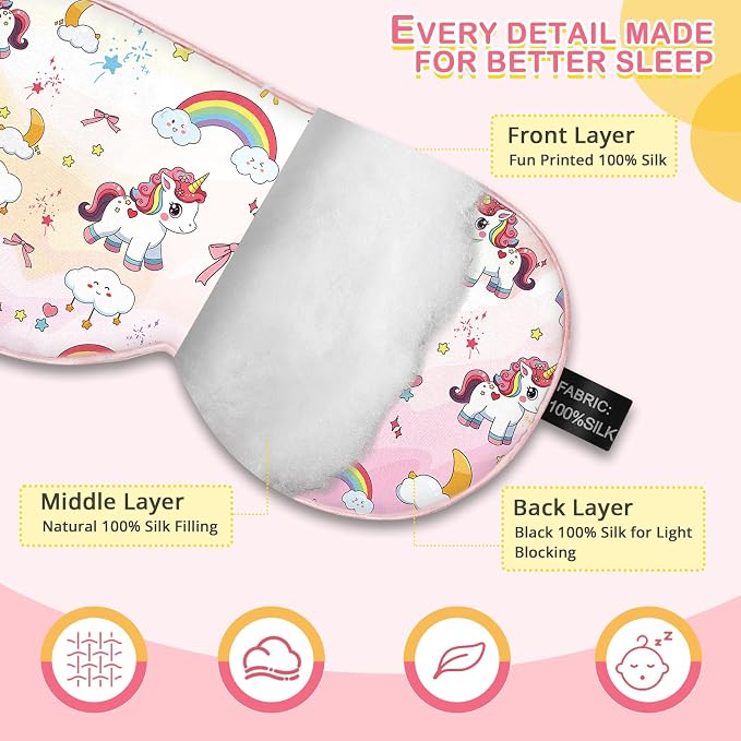 Kids Silk Sleep Mask: 100% Mulberry Silk Eye Mask - Image 2