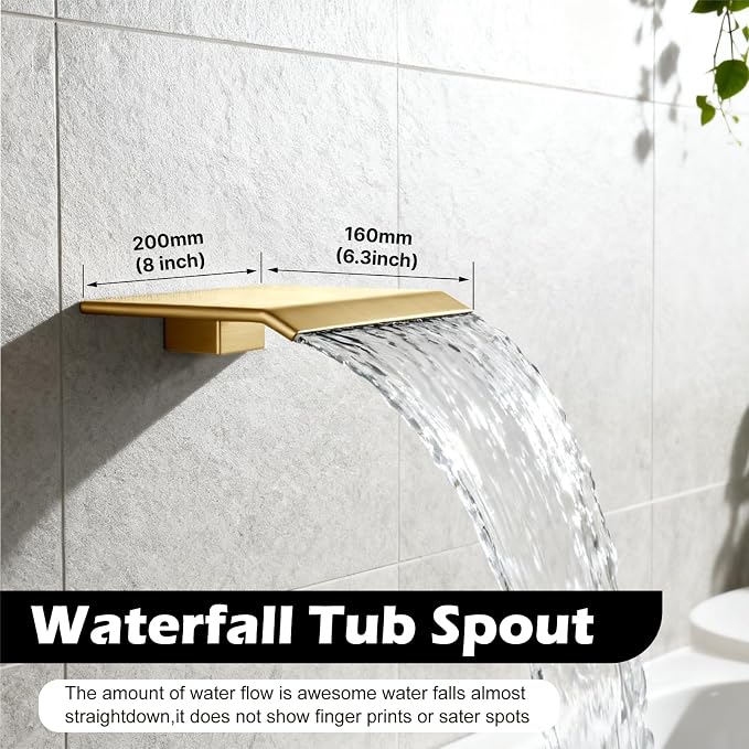 Midanya Shower System with Tub Spout, Bathtub Shower Faucet Set with Square - Image 3