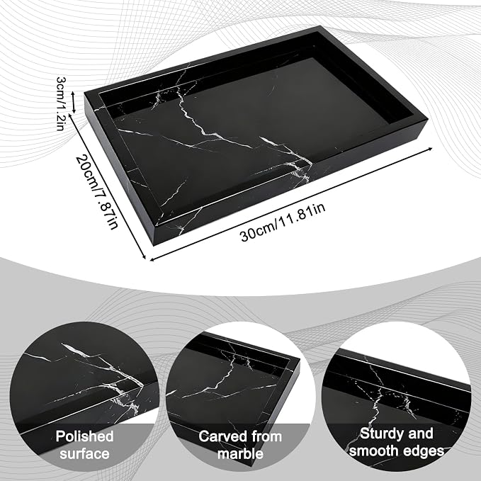 Pure Natural Marble Tray for Bathroom, Sink. Cosmetics, toiletries, etc. can be - Image 2