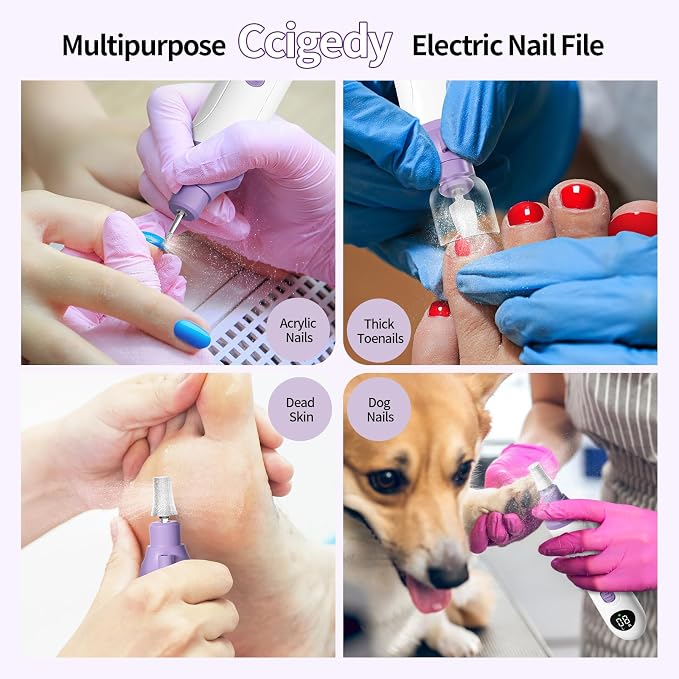Professional Manicure Pedicure Kit, Cordless Electric Nail File - Image 7