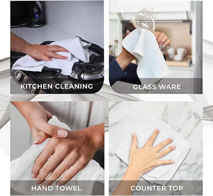 Avalon Towels Cotton Washcloths 24-Pack – 12 x 12 Inch White Super Soft & - Image 7