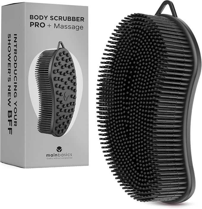 MainBasics Silicone Body Scrubber Dual-Sided Shower Loofah and Massaging Nodes by MainBasics