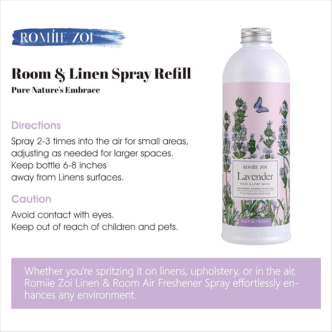 ROMIIE ZOI Lavender Room Spray Refill - 500ml / 16.8 Fl Oz - Calming Scent - Image 2