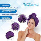 KEEPOZ Hair Towel Wrap Quick Dry 100% Cotton Super Absorbent Turban Head Wrap - Image 5