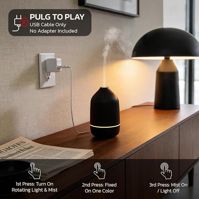 Essential Oil Diffuser, 100ml Aromatherapy Diffuser, Mini Ultrasonic Diffuser - Image 3