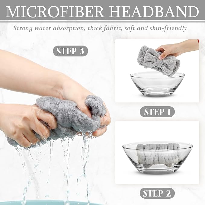 3 Pieces Towel Headbands for Women Makeup Headband for Washing Face Makeup Spa - Image 5