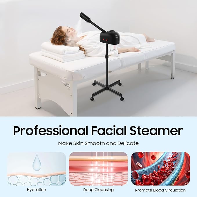 Professional Facial Steamer, Hot Ozone Face Steamer on Wheels - Image 2