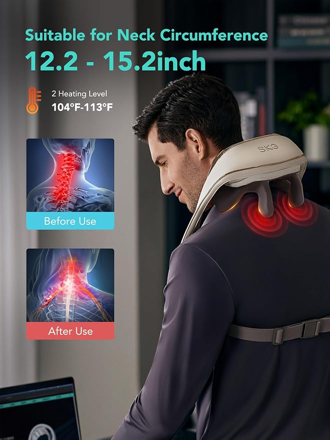 SKG 2025 Neck Massager for Pain Relief, Deep Tissue 6D Kneading - Image 4