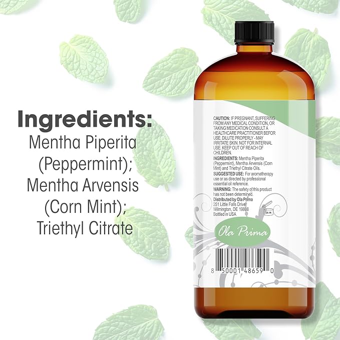 Ola Prima Peppermint Essential Oil Therapeutic Grade 16 oz - Image 2